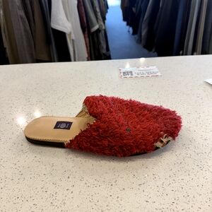 Red Fuzzy Men's Slip-On Sandals